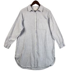 L.O.G.G. H& M Women's Blue & White Striped L/Slv Shirt - Sz 14 Linen & Cotton